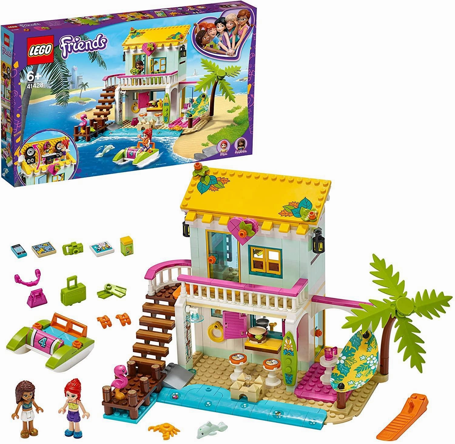 Detailed Sculpture Story Driven LEGO FRIENDS 41428 Beach House Mini Dolls House Playset