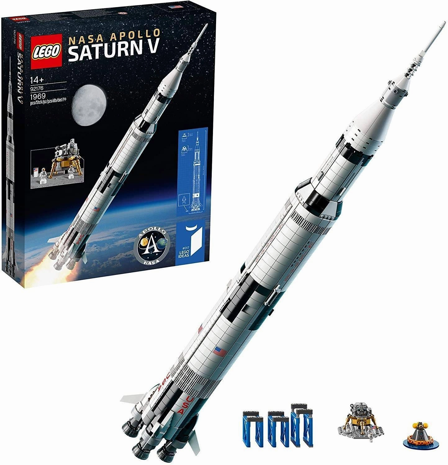Cartoon Character Vintage Replica LEGO IDEAS 92176 NASA Apollo Saturn V Space Rocket and Vehicles