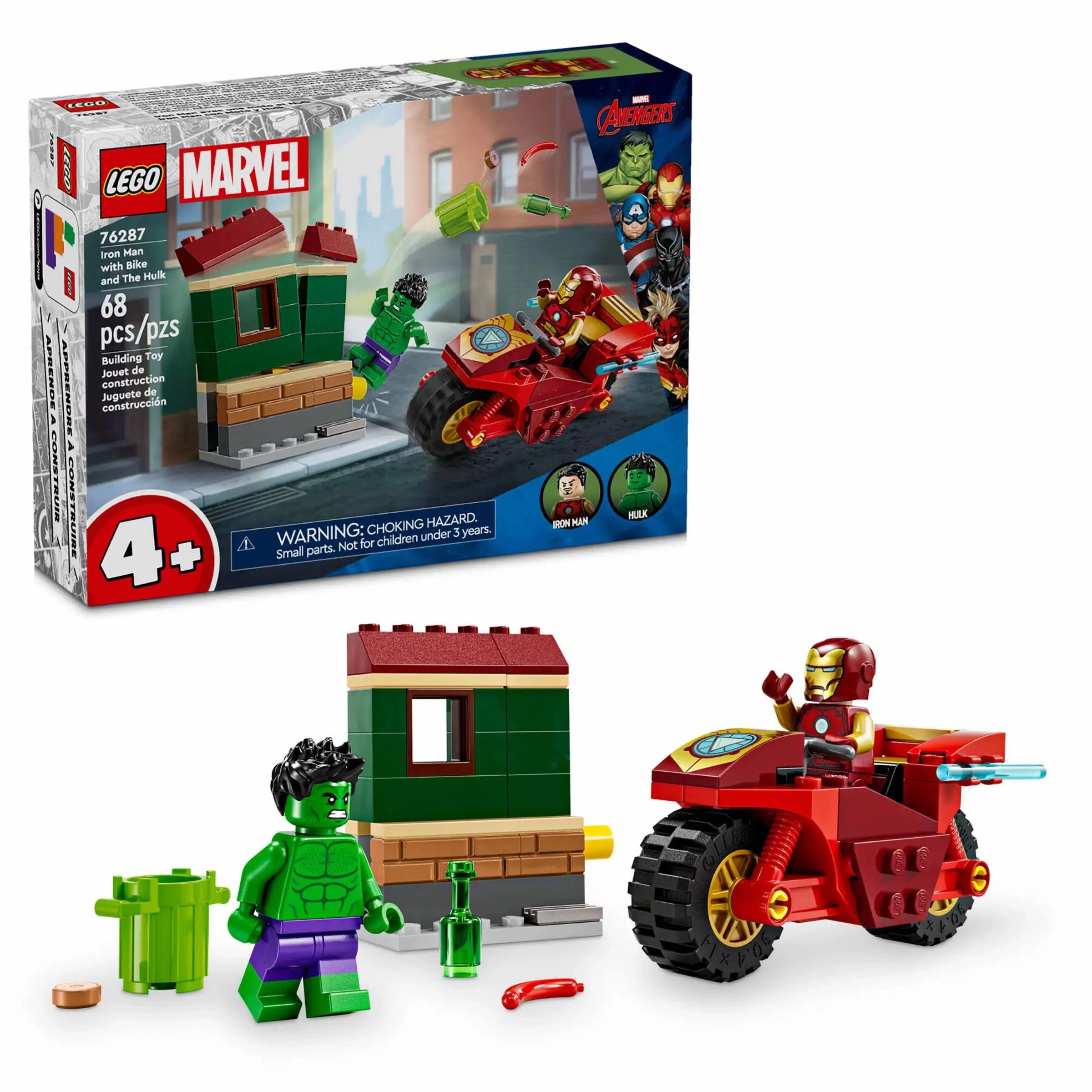 LEGO MARVEL 76287 Iron Man with Bike and The Hulk Museum Quality Brand Collaboration