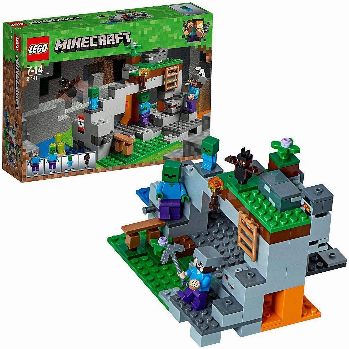 Music Icon Dog Sculpture LEGO MINECRAFT 21141 The Zombie Cave Adventures Building Set with Steve, Zombie and Baby Zombie Minifigures