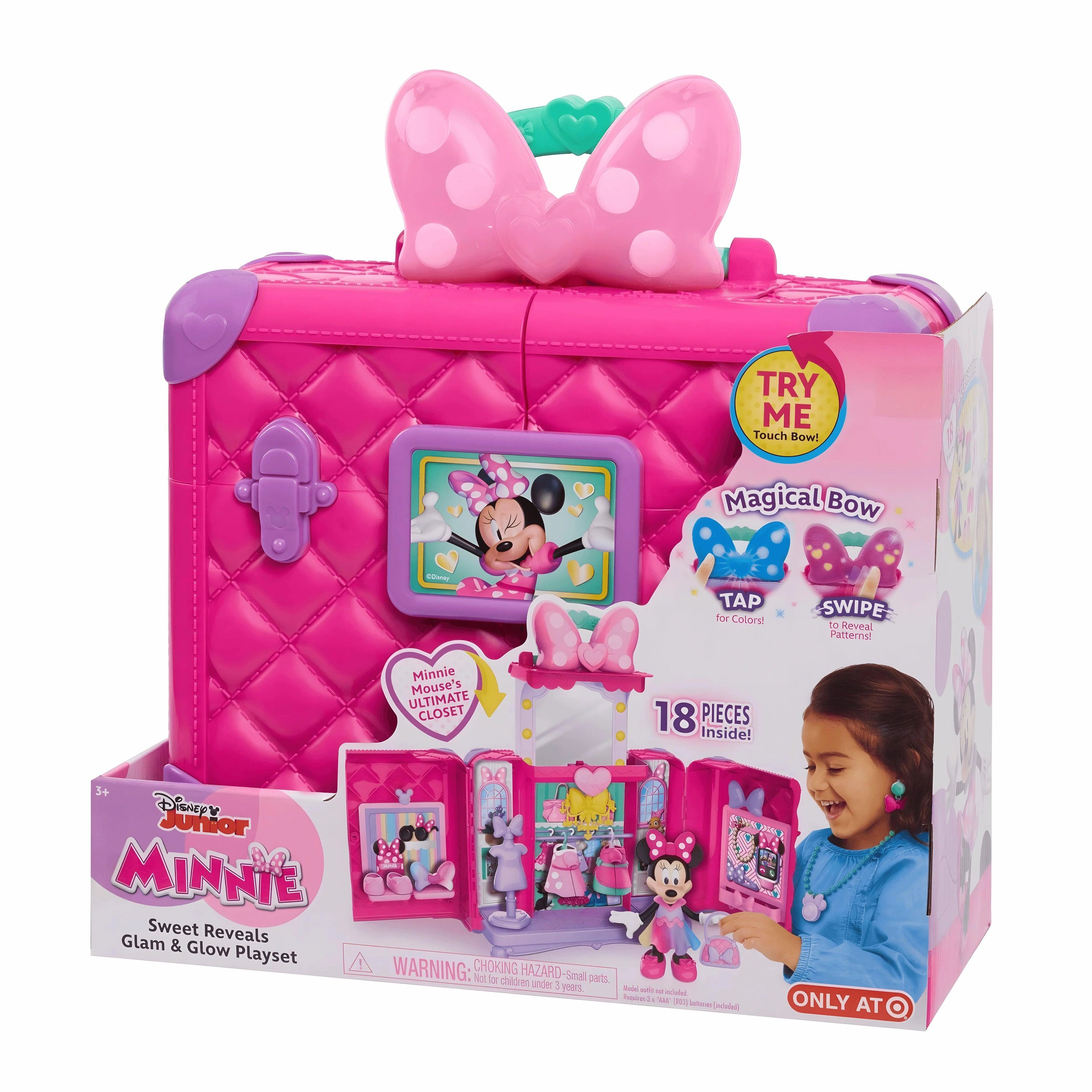 Disney Junior Minnie Mouse Sweet Reveals Glam & Glow Doll Playset Wild Animal