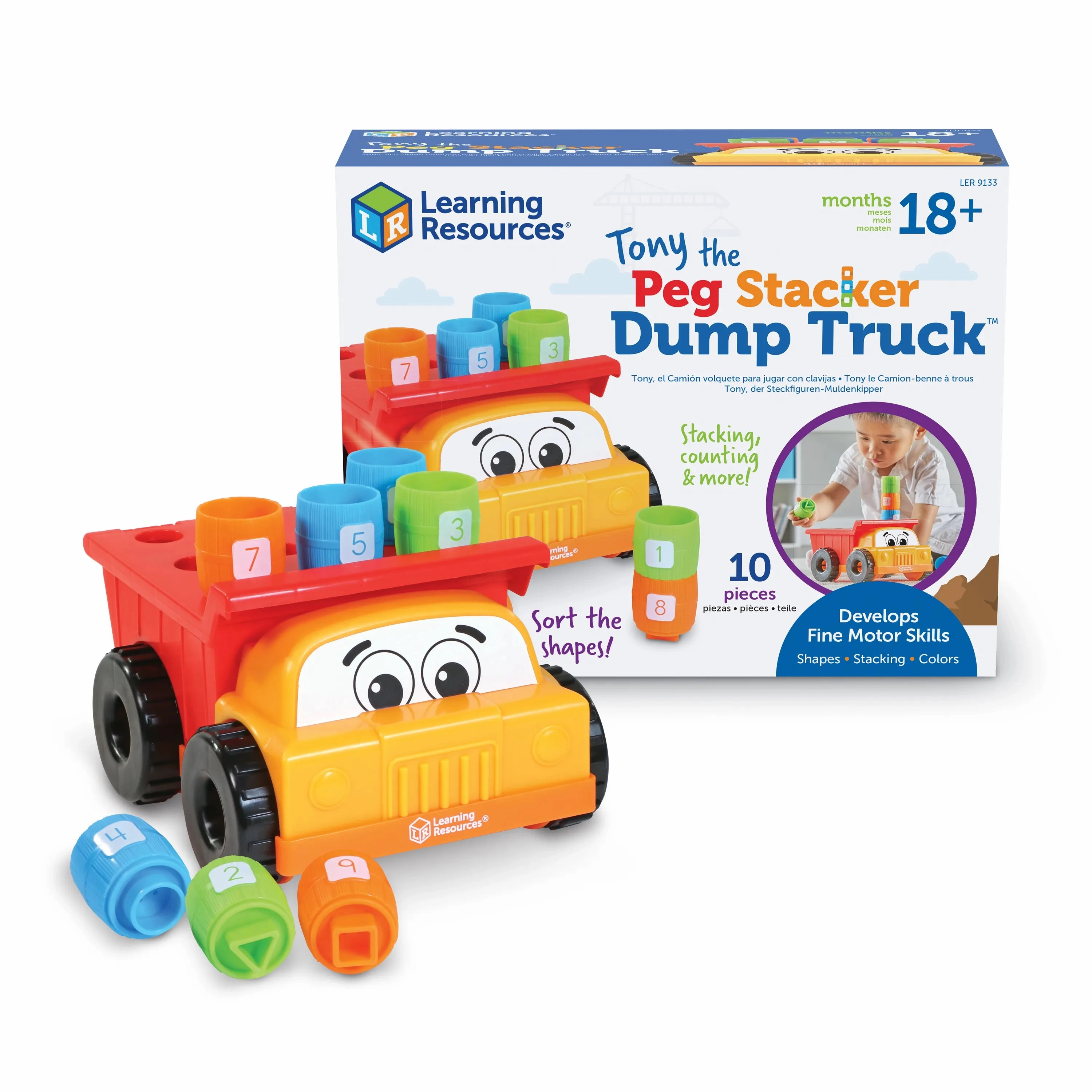 Playful Supplies Learning Resources Tony the Peg Stacker Dump Truck