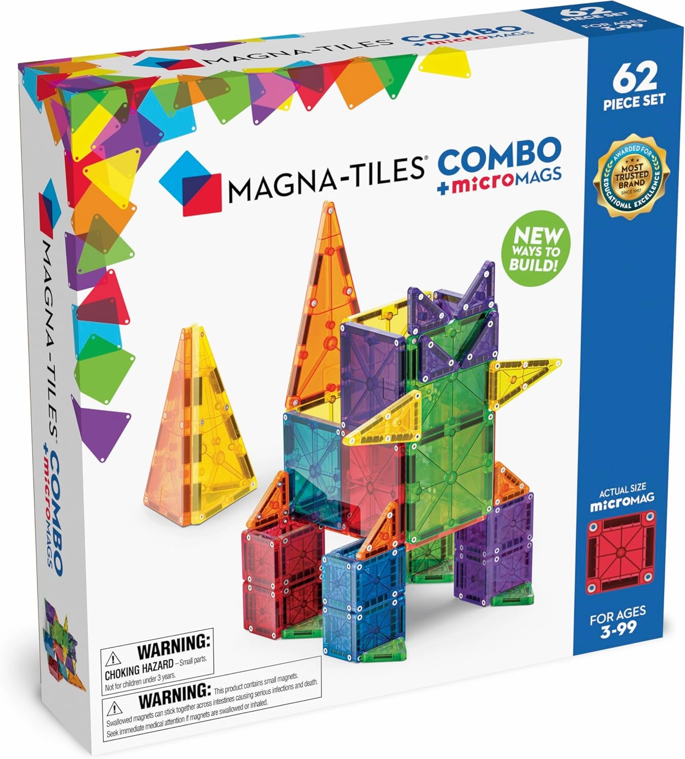 Magna Tiles Combo   microMAGS 62 Piece Set Whimsical designs