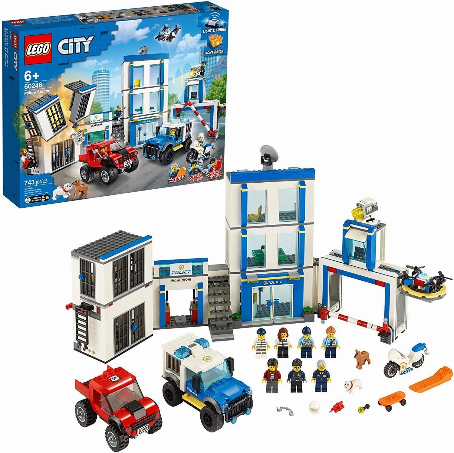 LEGO CITY 60246 Police Station Fun Building Set for Kids Display Base Plastic Model