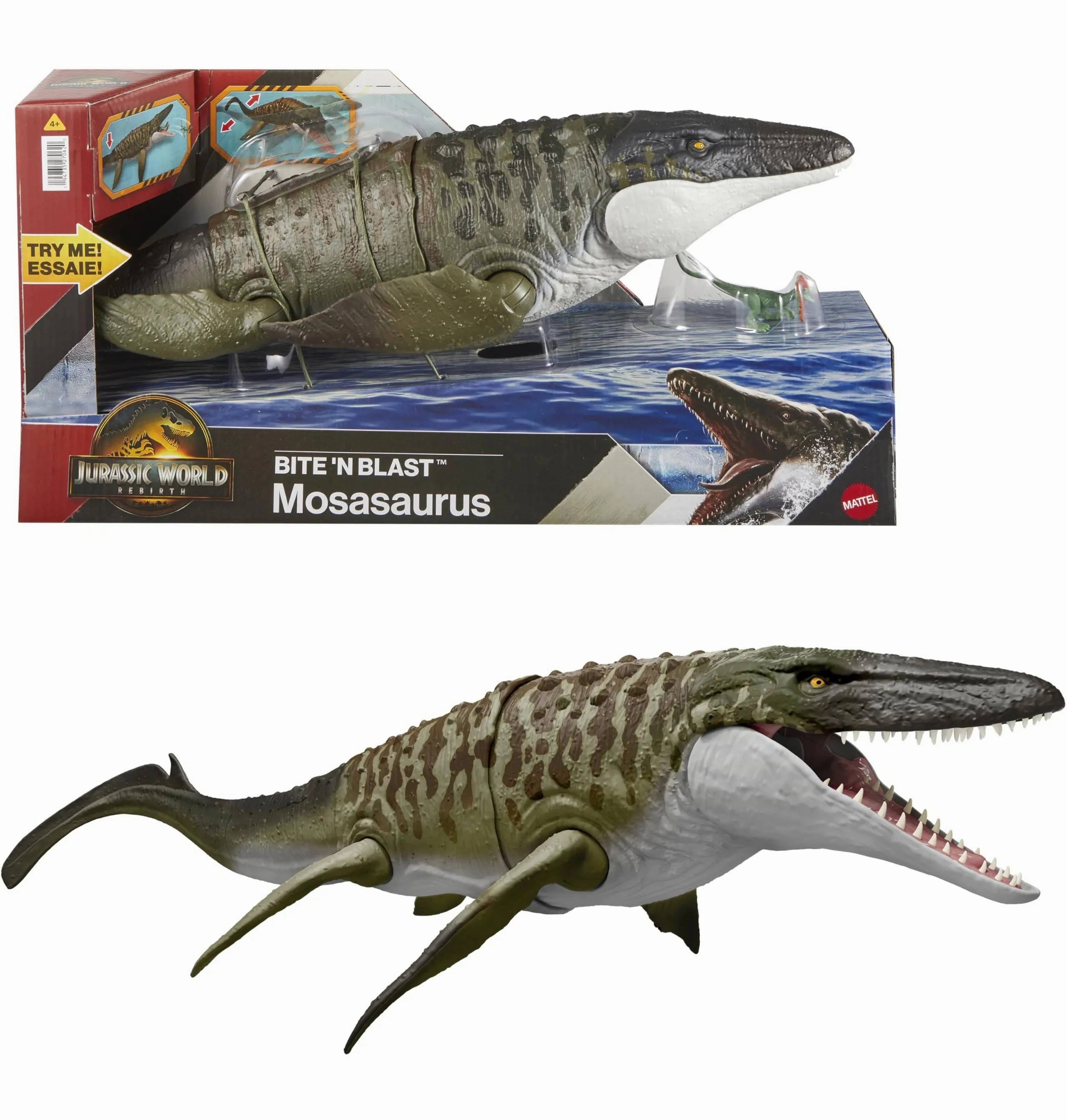 ?? Jurassic World Rebirth Bite 'N Blast Mosasaurus Dinosaur World Heritage Legendary Status