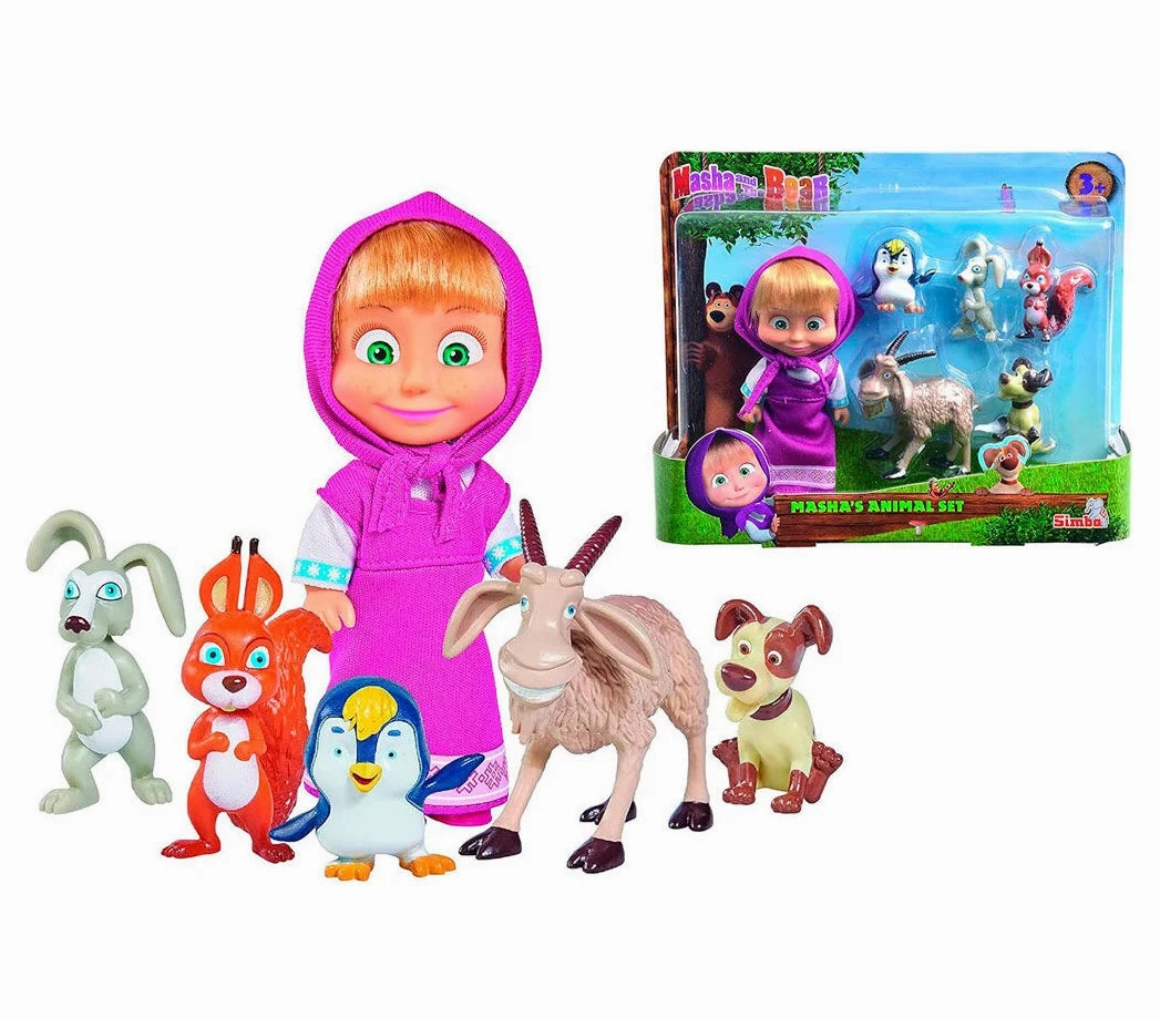 Masha and Bear Set of 6 Figures Anime Hero
