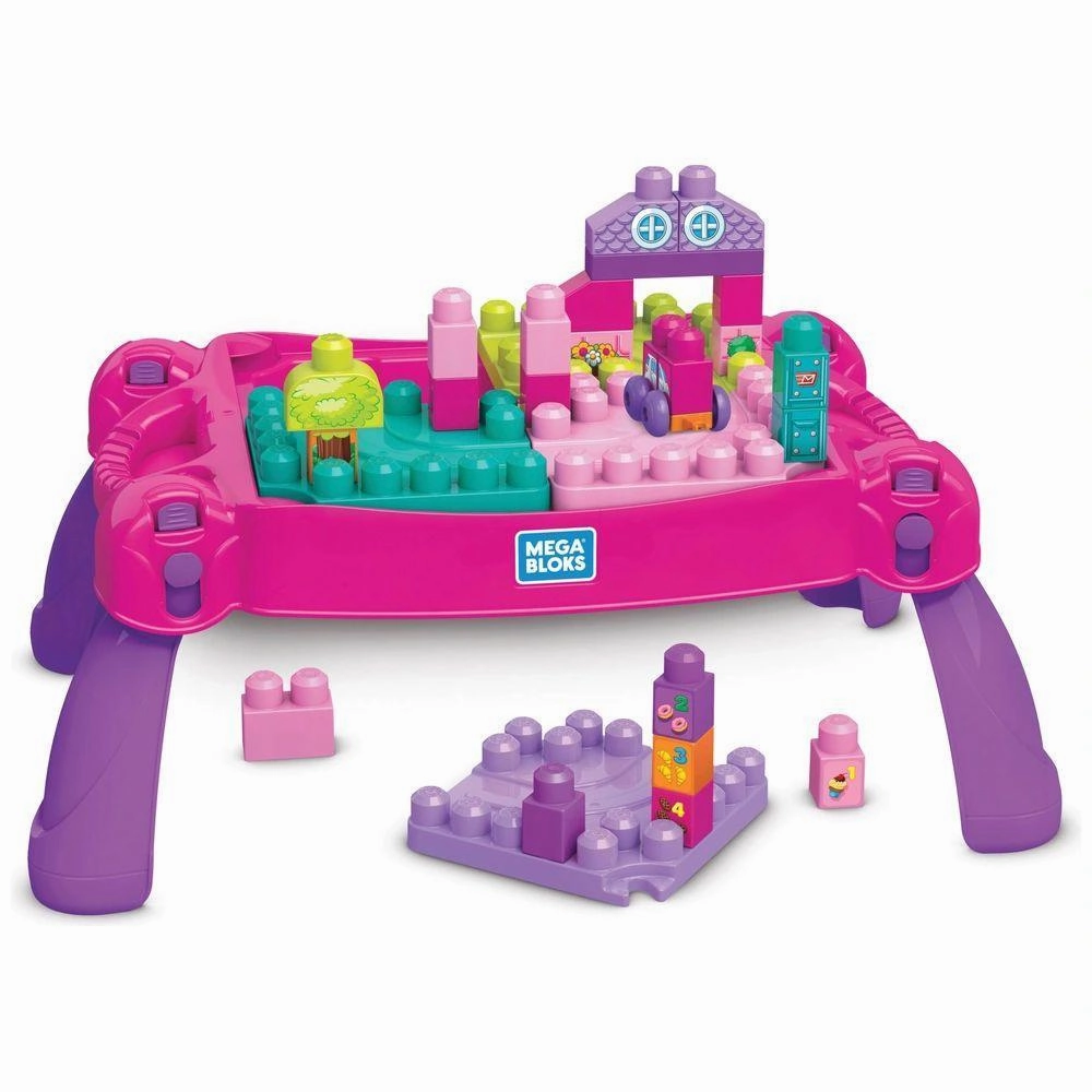 Mega Bloks Build & Learn Table Pink Educational Toy - Pink Vintage Figure Mythical Figure
