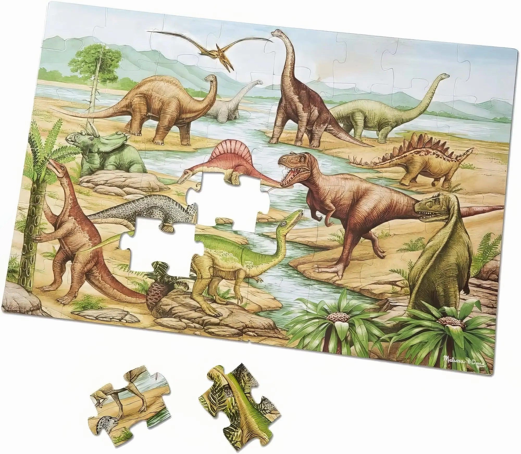 Melissa & Doug 10421 Dinosaurs Floor Puzzle, 48 Pieces Chibi Toy Miniature Figure