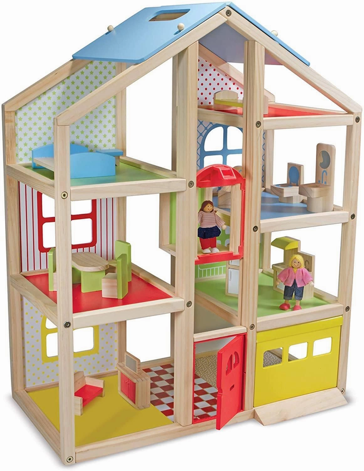 Articulated Toy Display Cabinet Melissa & Doug Hi-Rise Wooden Dollhouse and Furniture Set