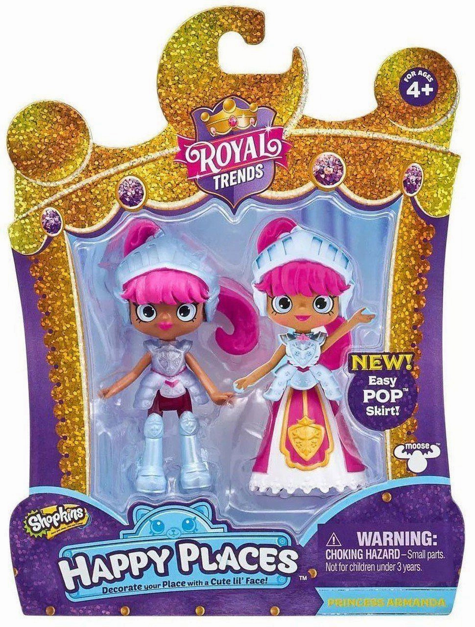 Shopkins Happy Places Royal Trends Dolls Playset  - Assortment Character Statue Weapon Prop