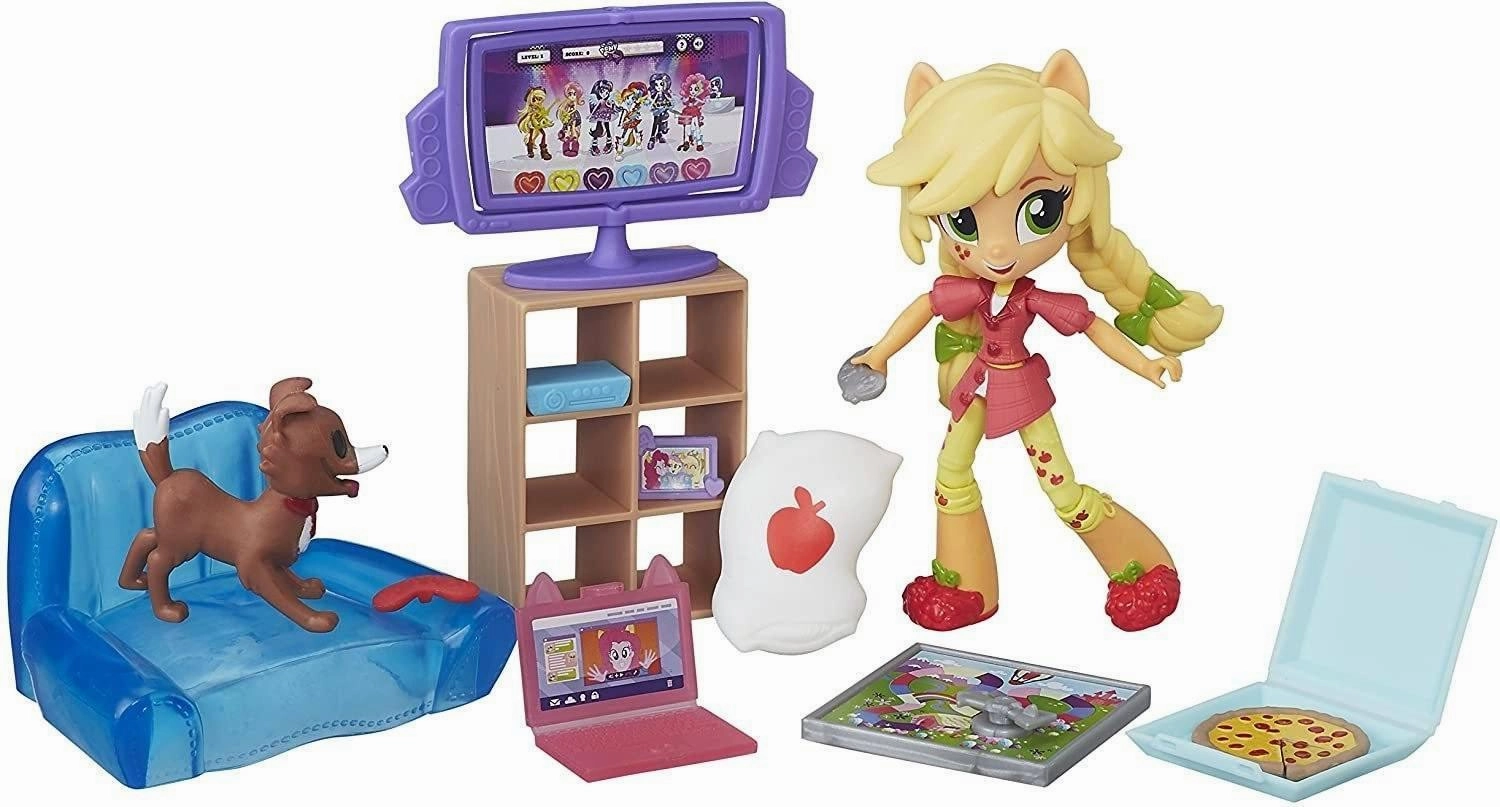 MY LITTLE PONY Equestrian Girls Minis Applejack Slumber Party Games Set Small Sculpture Urban Vinyl