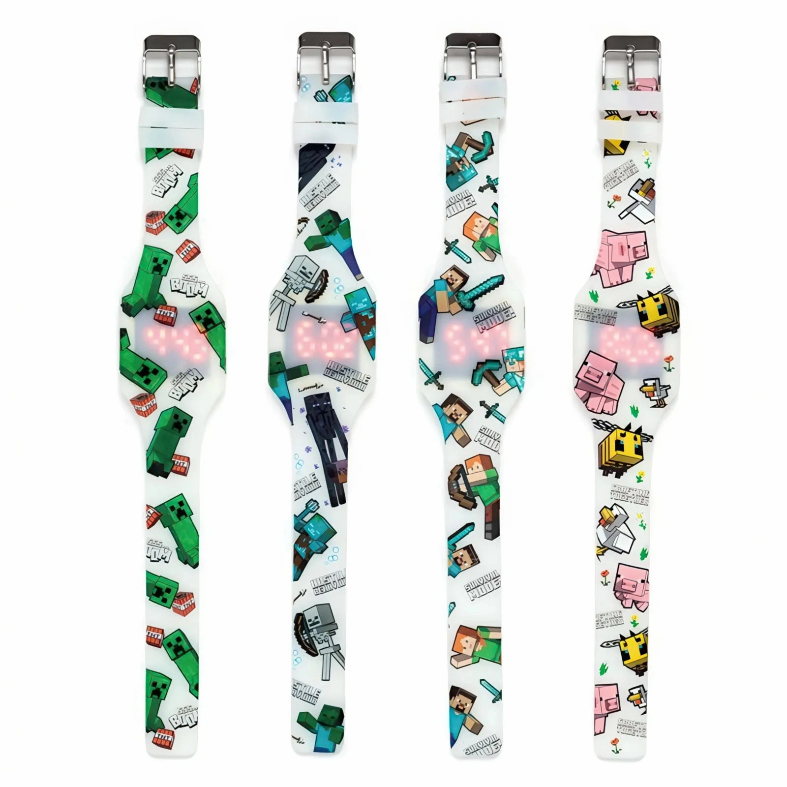 Monster Displays Creepy Accessories Minecraft Glow in the Dark Silicone Digital Watch - Assorted
