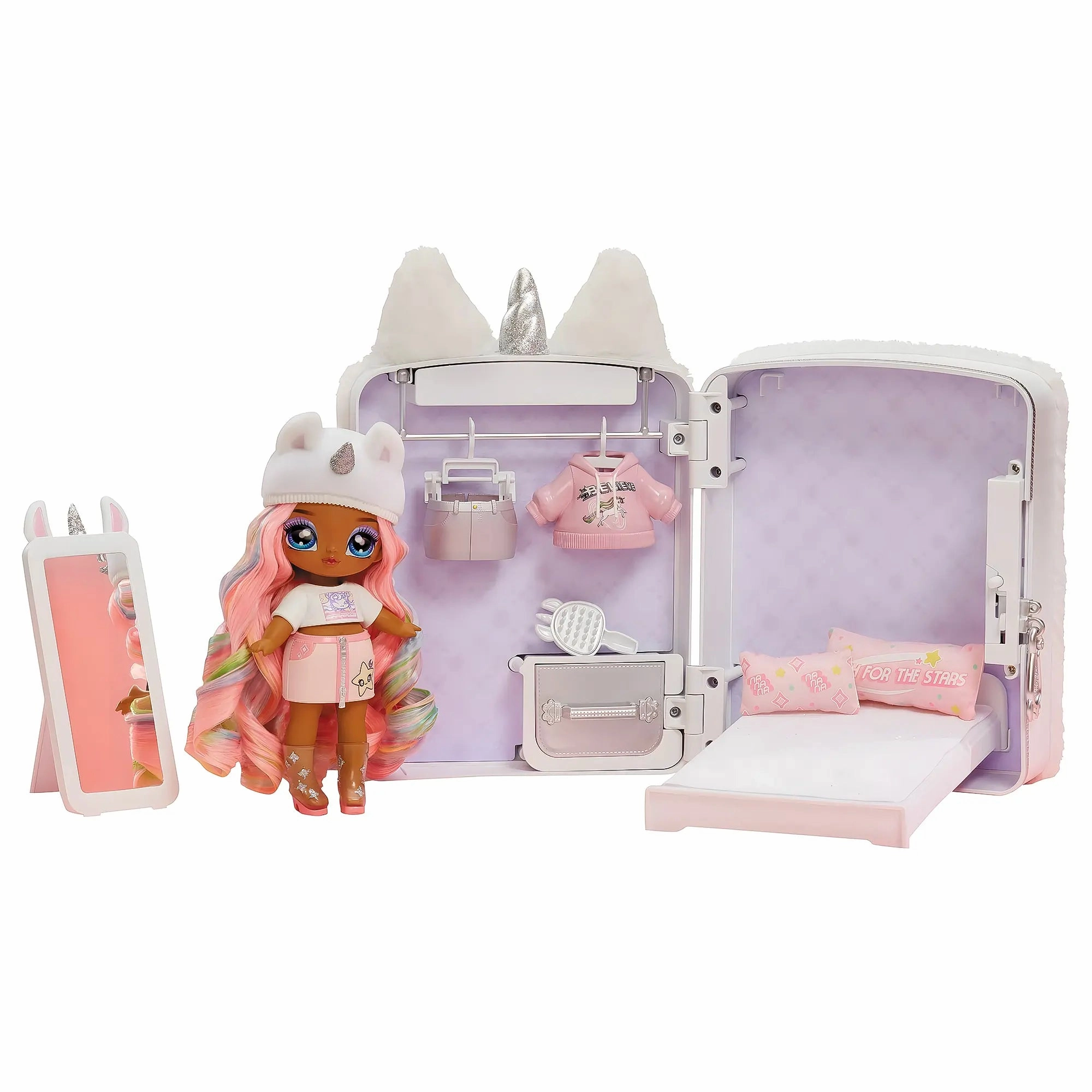 Na! Na! Na! Surprise 3-in-1 Backpack Bedroom Whitney Sparkles White Playset Cute Animal Passionate Pursuit