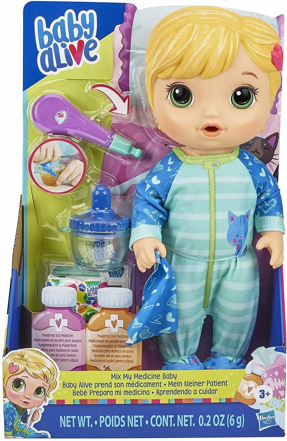 Baby Alive E6937 Mix My Medicine Baby Doll, Kitty-Cat Pyjamas Artisanal Product Silicone Model