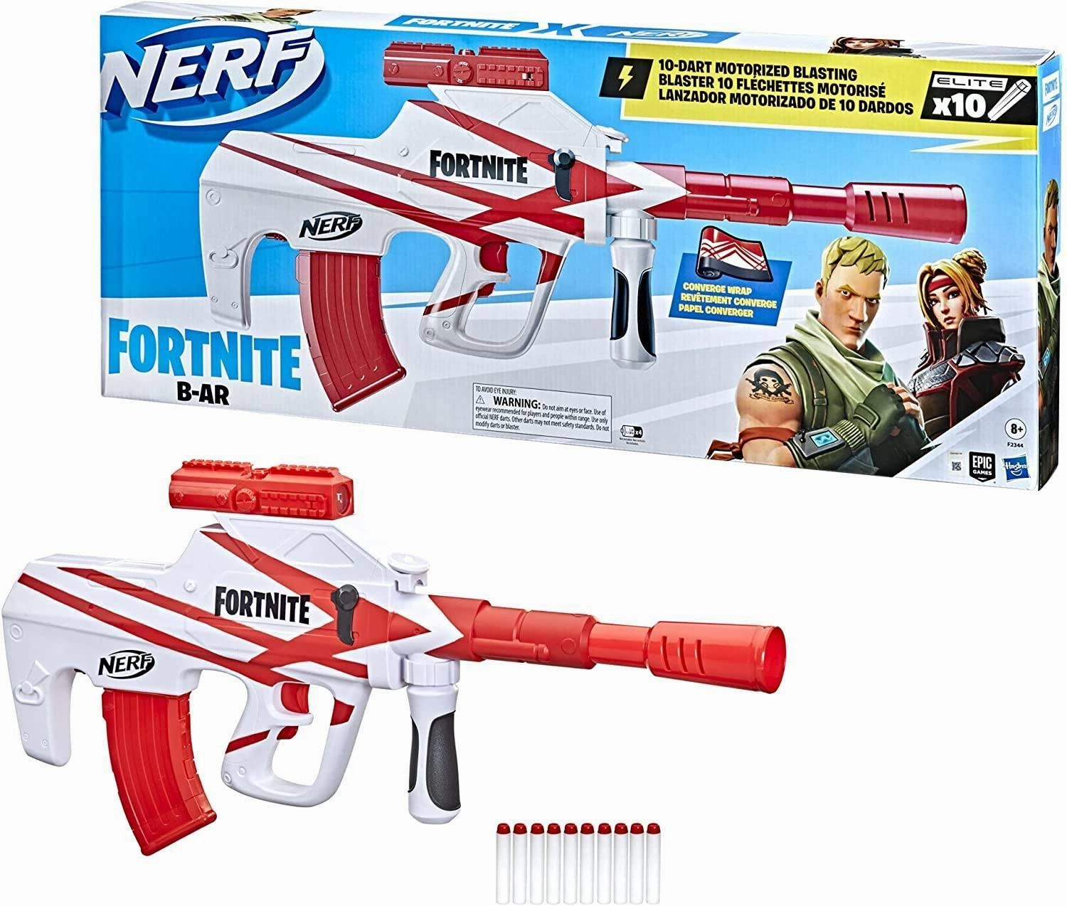 NERF Fortnite B-AR Motorized Dart Blaster Oceanic Art