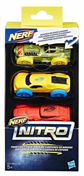 multicultural Manga Figure Nerf Nitro C0779 Foam Cars - Pack of 3