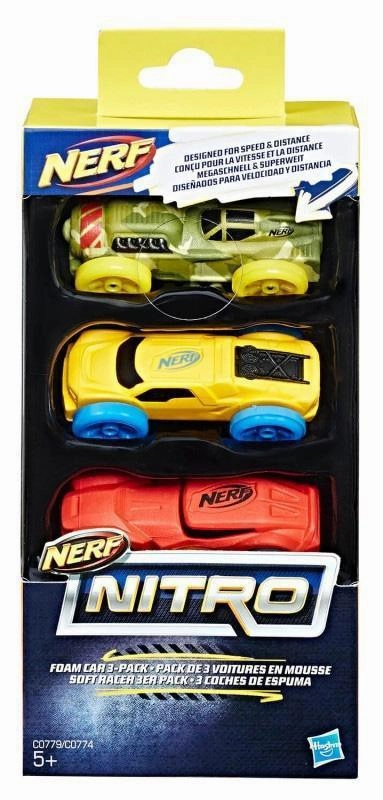 Educational Display Modern Collectible Nerf Nitro C0779 Foam Cars - Pack of 3