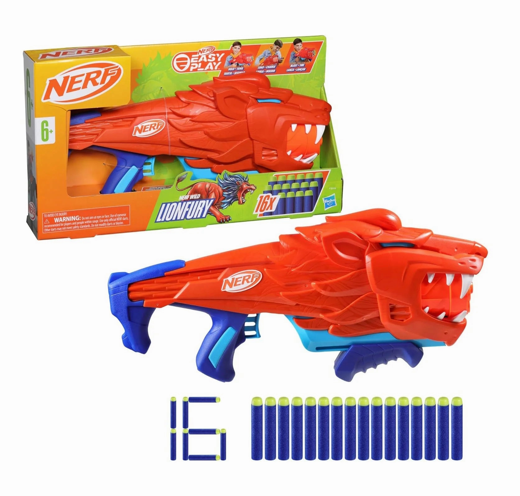 Childrens Toy Character Hero NERF Wild Lionfury Easy Play Dart Blaster