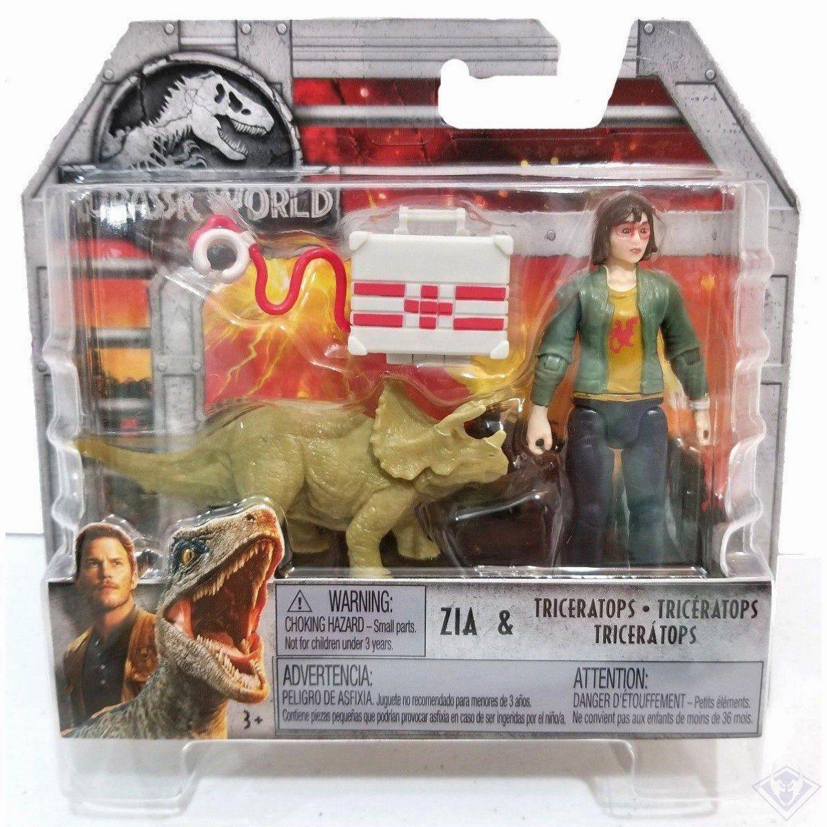 Jurassic World Figures Zia & Triceratops Figurines Playset Gift Bundle