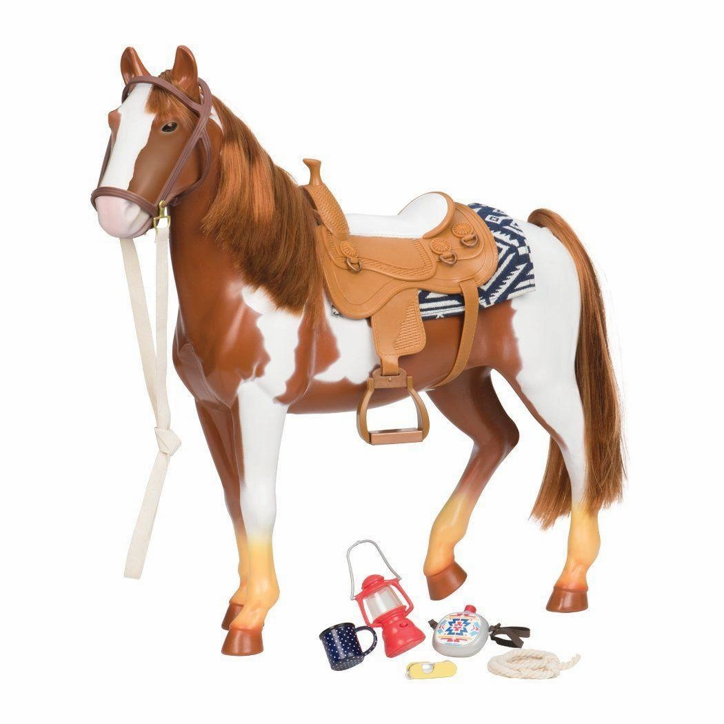Childrens Toy Roman Figure Our Generation BD38017 Pinto Toy Horse, Brown & White, 18-Inch