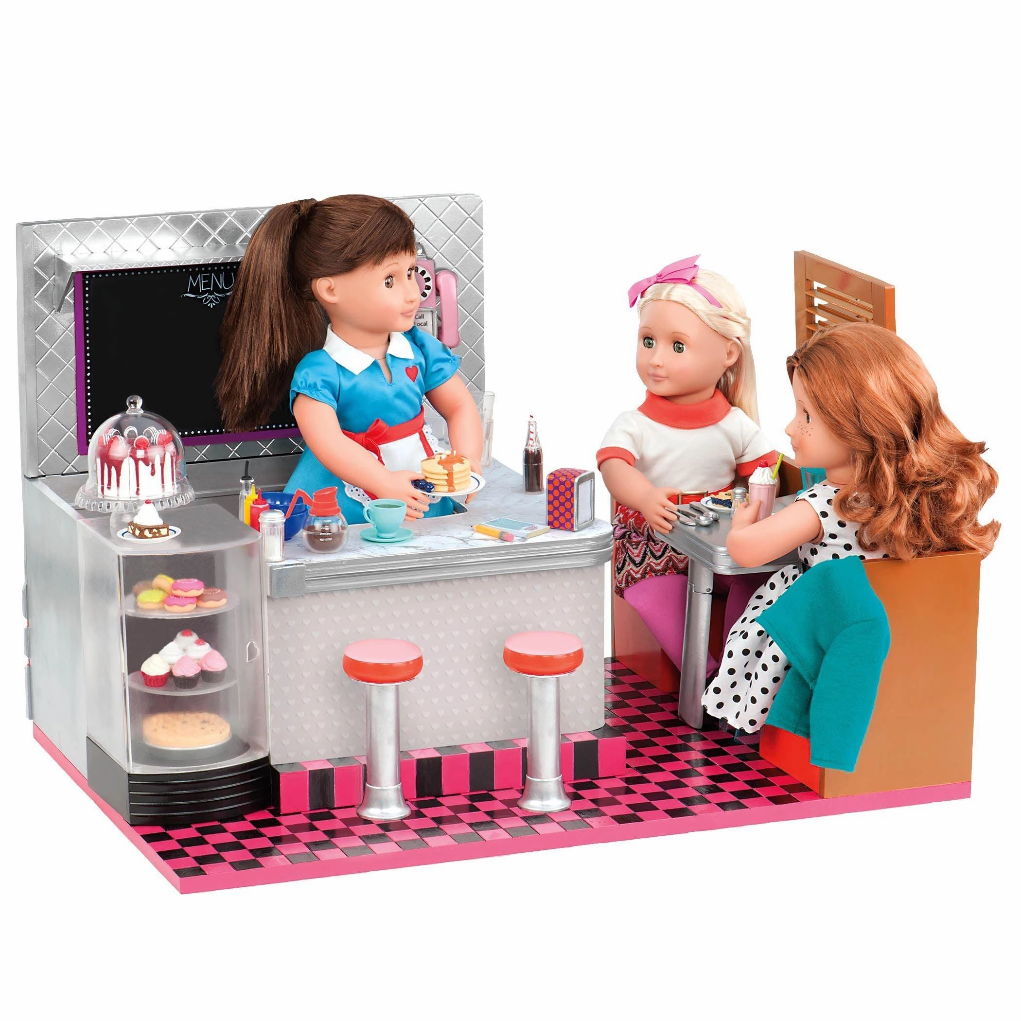 Our Generation BD67013Z Bite to Eat Retro Diner Custom Paint Posable Doll