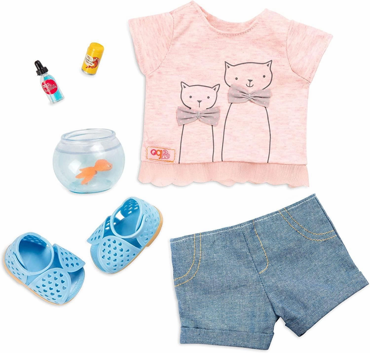 Universal Appeal Our Generation Dolls Outfit - T-Shirt Cat Print with Goldfish Glass
