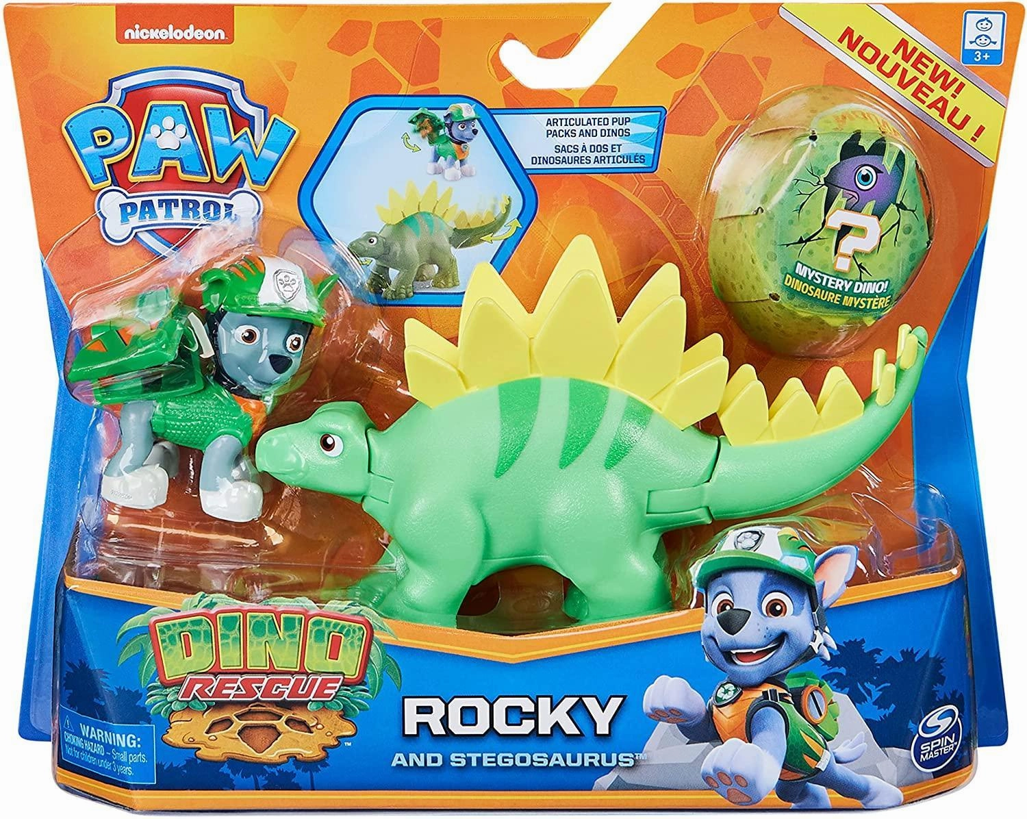 Sports Figure PAW Patrol Dino Rescue Figures and Mystery Dinosaur - Rocky and Stegosaurus