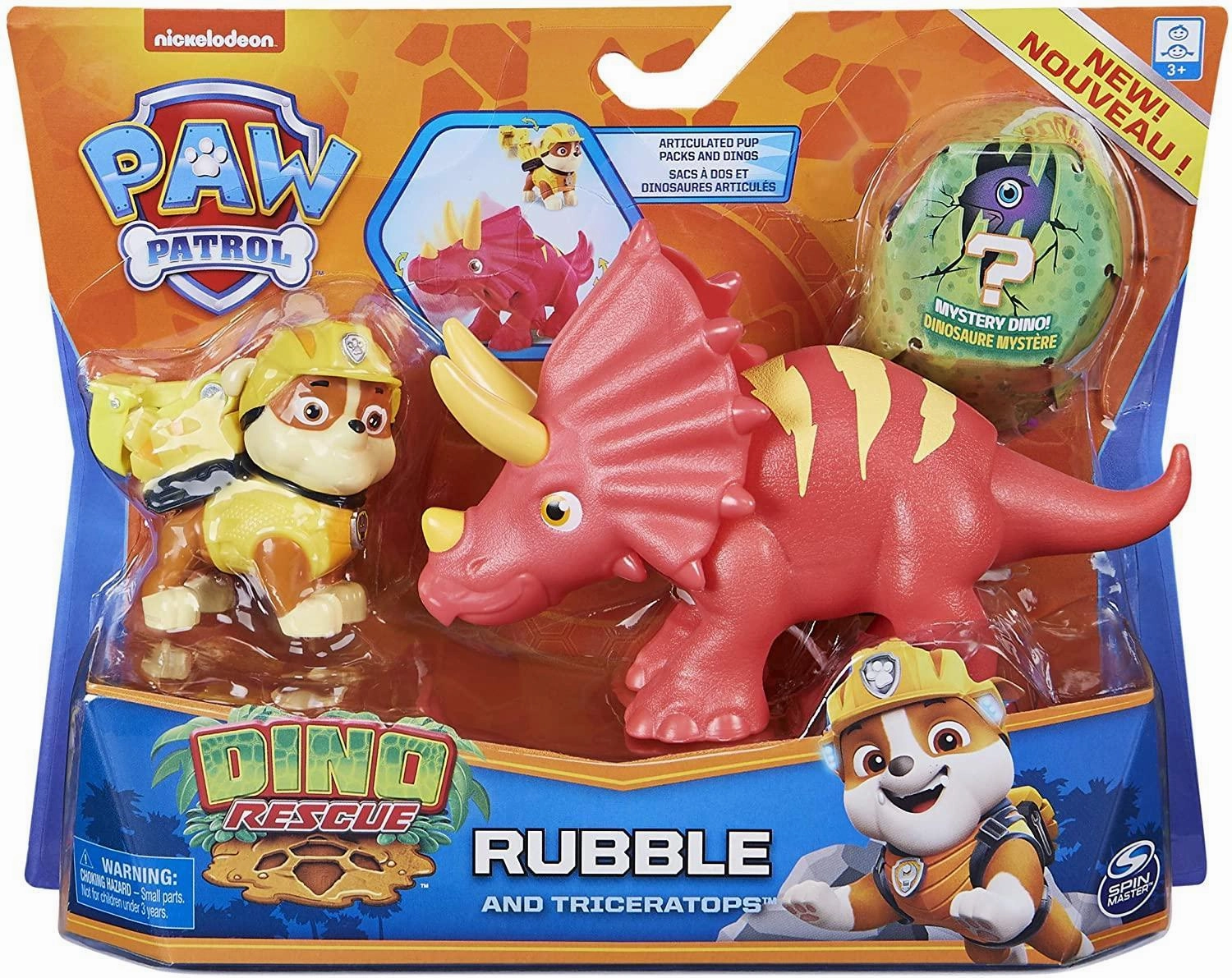 Desktop Toy PAW PATROL Dino Rescue Rubble and Dinosaur Action Figure Set
