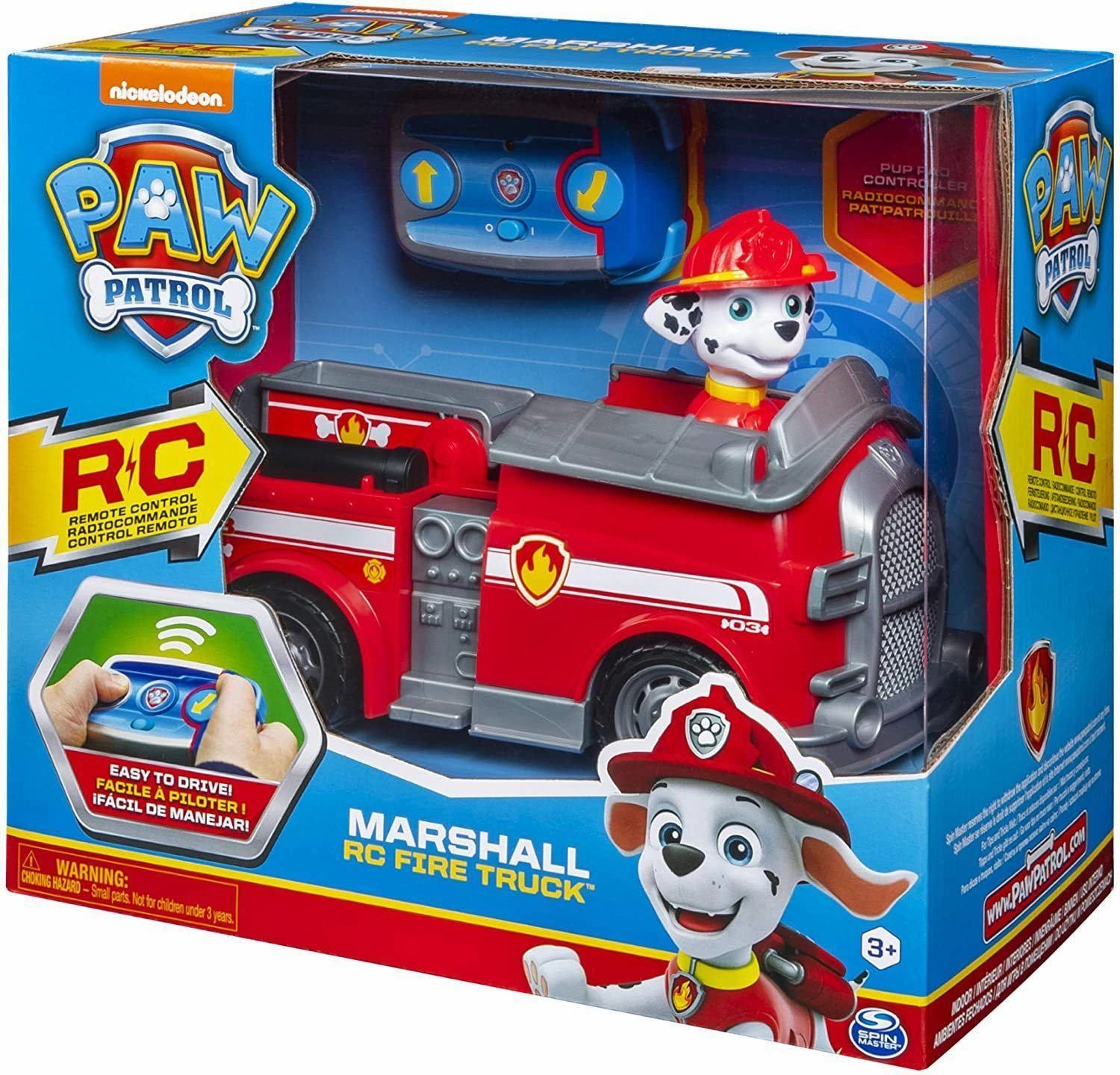 Personal Treasure Craft Project PAW Patrol, Marshall Remote Control Fire Truck with 2-Way Steering, for Kids Aged 3 and Up