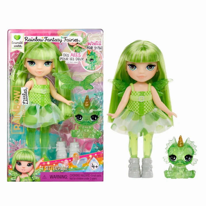 Articulated Toy Rainbow High Littles Rainbow Fantasy Fairies with Pet - Emerald Green