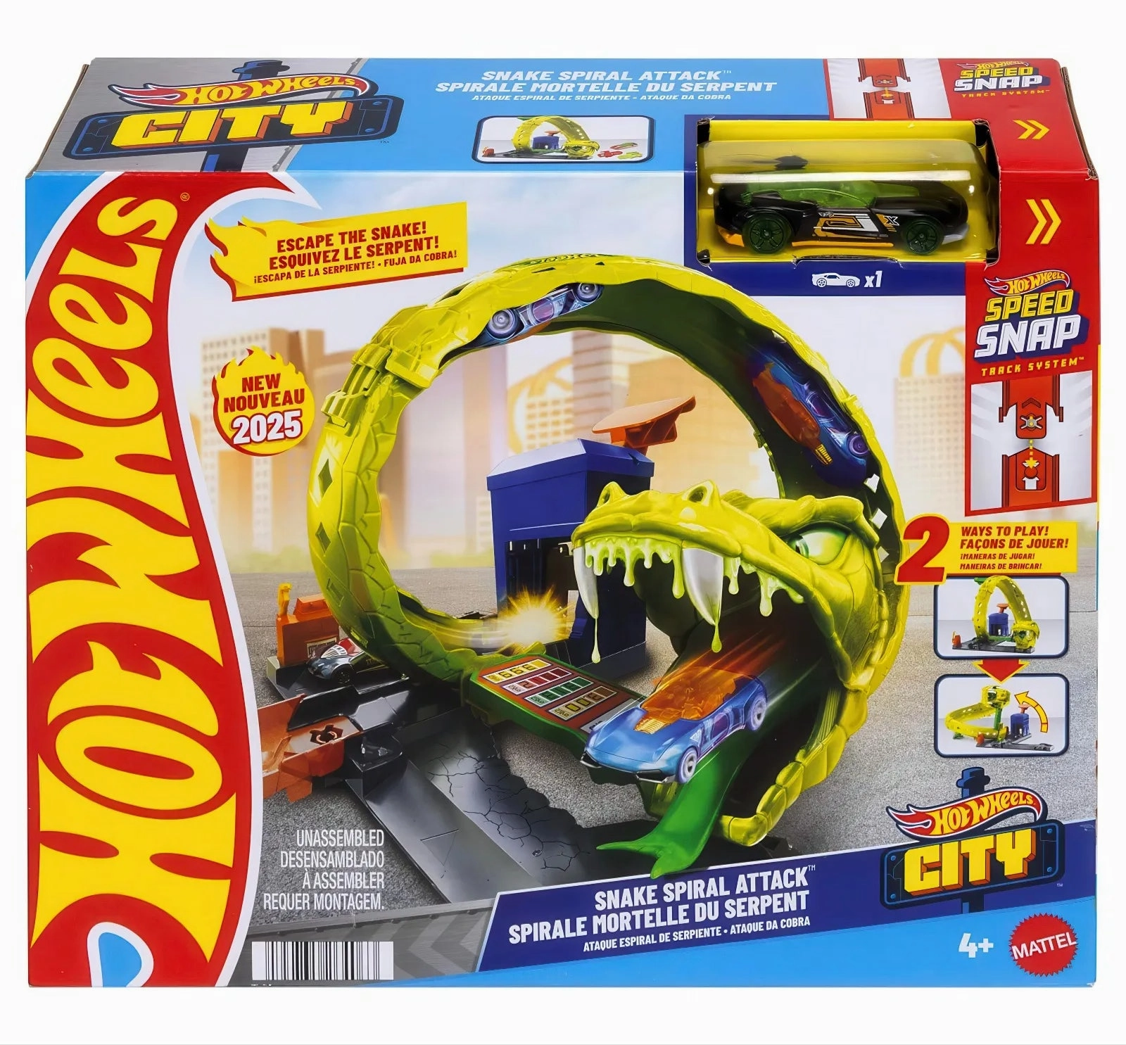 Hot Wheels Toy Car Track Set Snake Spiral Attack Playset Good Craftsperson Purse Craftsperson
