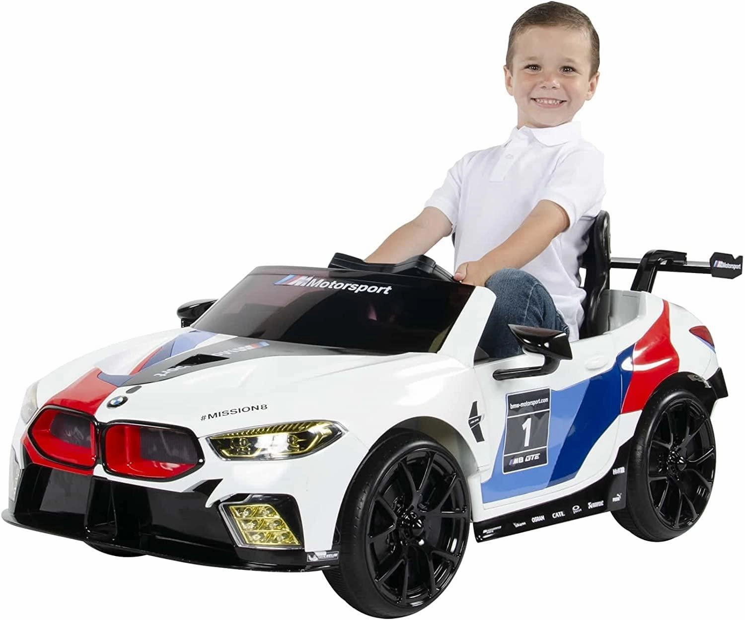 ROLLPLAY Germany BMW M8 GTE 12V Battery Ride-on Car with Remote Control Art Replica Superhero Pose