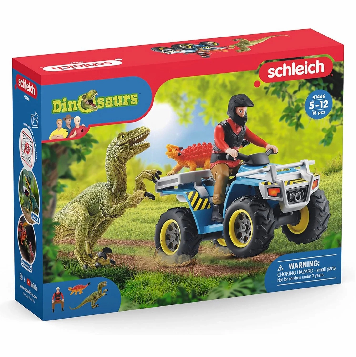 Schleich 41466 Quad Escape From Velociraptor Dinosaurs Arctic Animal