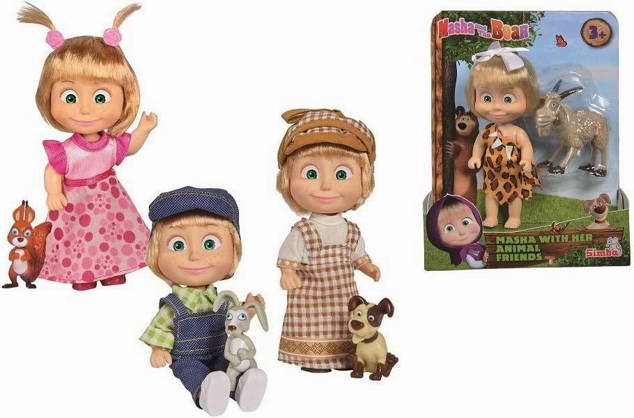 Masha and The Bear Masha 12 cm Doll  with Puppies - Assorted Popular Choice Series Collection
