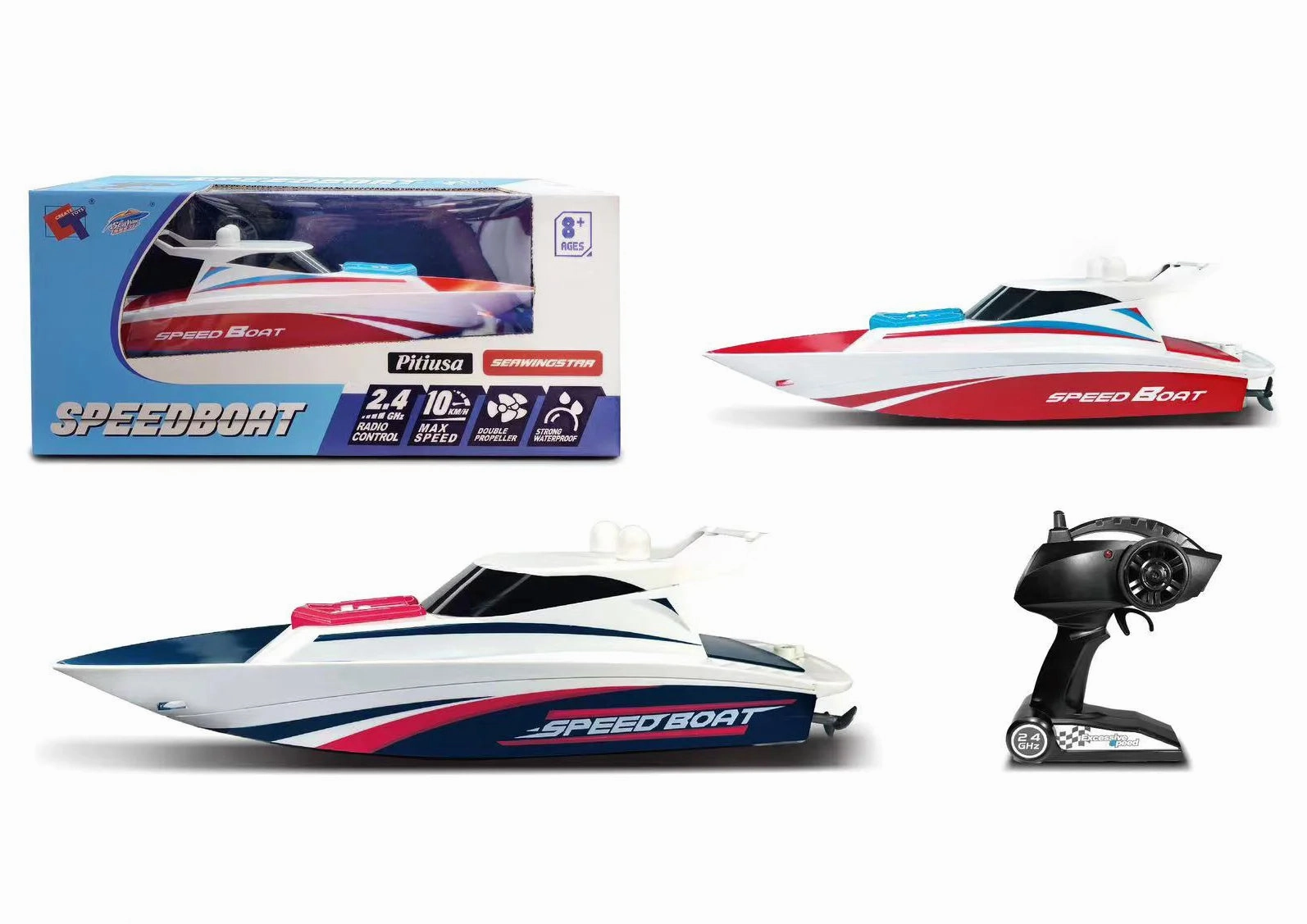 SEAWINGSTAR 2.4GHz Radio Controlled Double Propeller Speedboat - Assorted Movie Toy