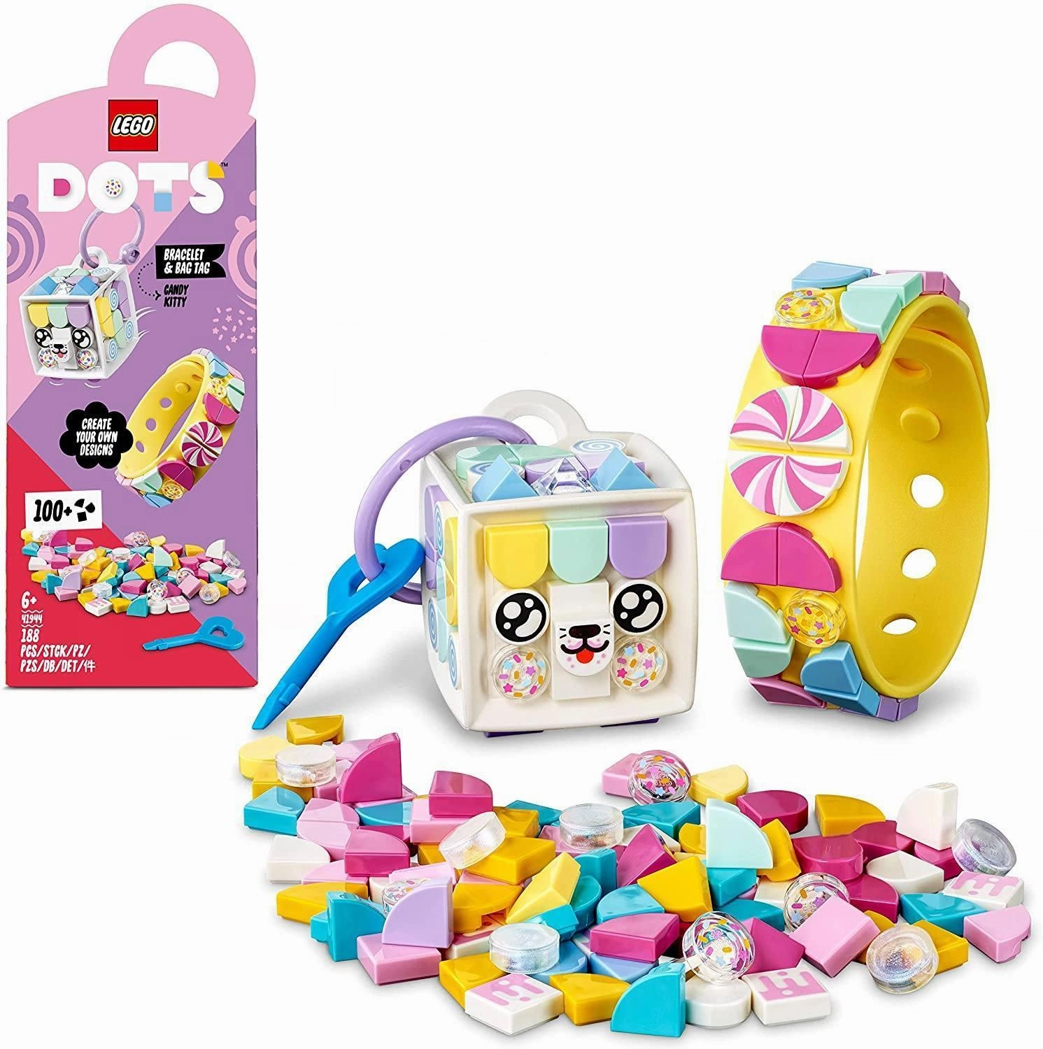 Toy Sculpture LEGO DOTS 41944 Candy Kitty Bracelet & Bag Tag