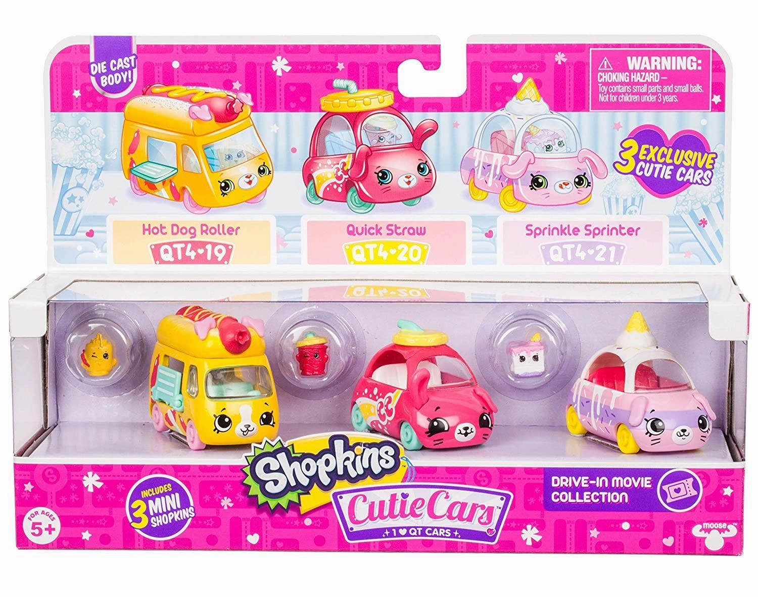 Shopkins Cutie Cars Drive-in Movie 3-Cars Pack - Assorted Multi Pack International Brand