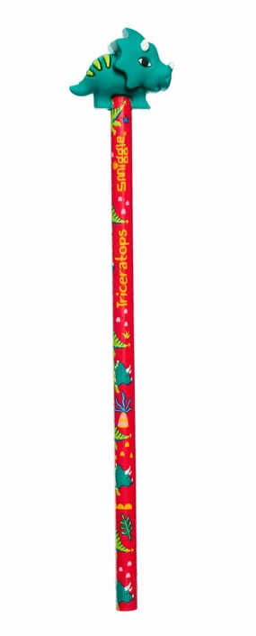 SMIGGLE Dino World Pencil With Green Triceratops Dinosaur Topper Childhood Memory