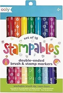 Stampables Double Ended Brush & Stamp Markers - Set of 18 Mystical Designs Spooky Displays