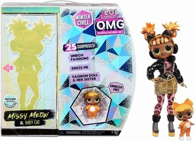 LOL Surprise OMG Winter Chill Missy Meow Fashion Doll and Baby Cat Doll with 25 Surprises Fantasy Creature