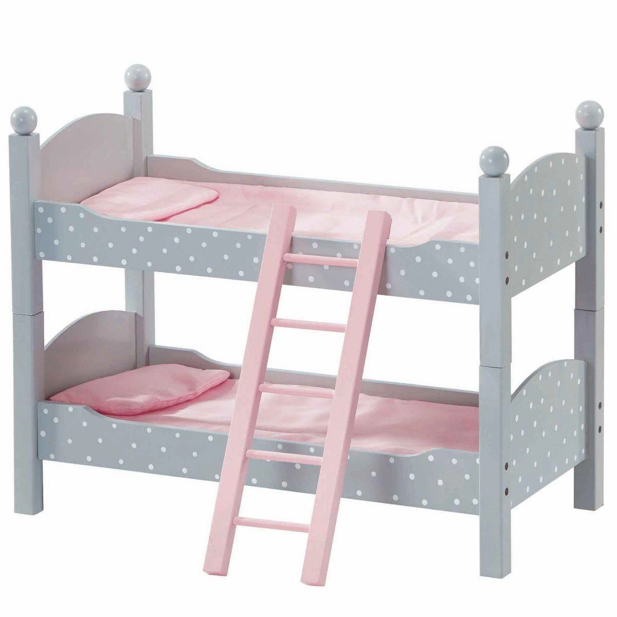 Kitchen Decor Teamson USA Polka Dots Princess 18-inch Doll Double Bunk Bed - Gray/Pink