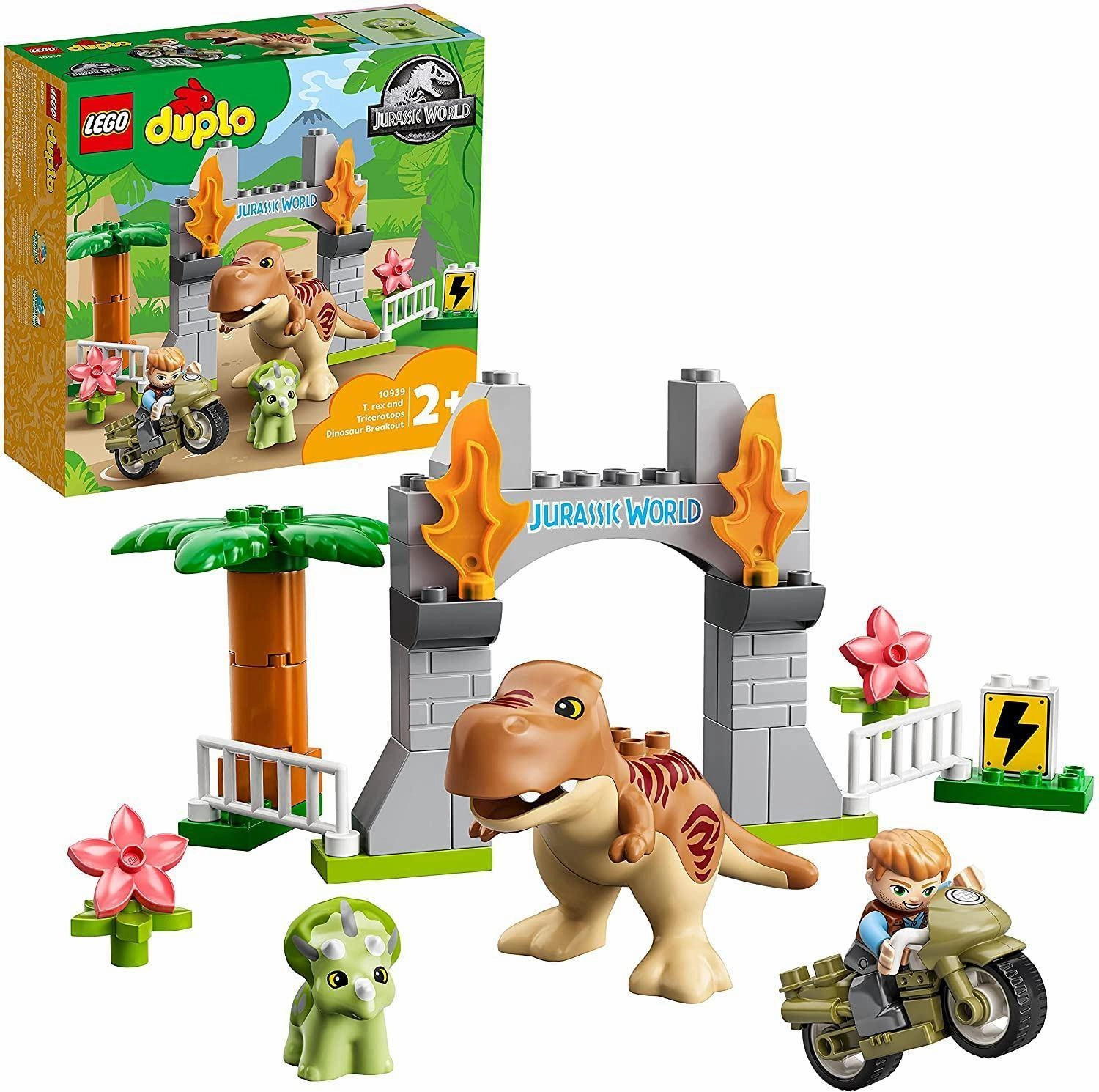 LEGO DUPLO 10939 T-Rex and Triceratops Dinosaur Breakout Creature Model Smart Toy