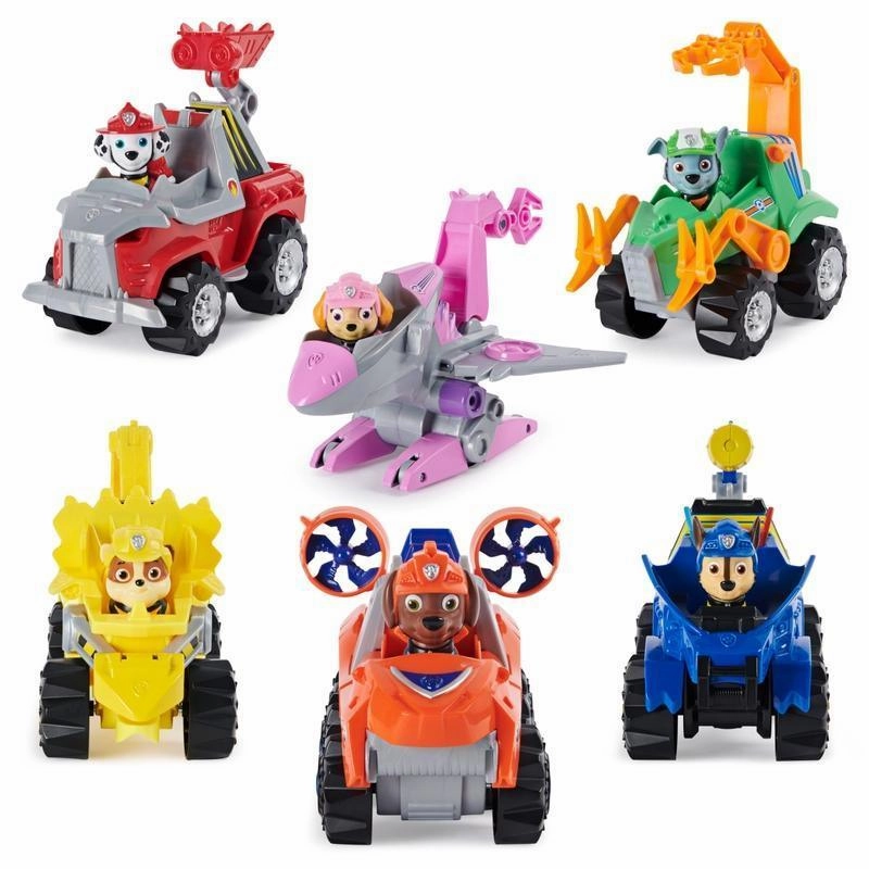 PAW Patrol, Dino Rescue Deluxe Rev Up Vehicle with Mystery Dinosaur Figure Professional Grade