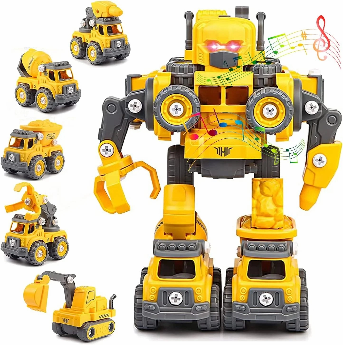 5-in-1 Construction Cars Transform Vehicle Robot Little Action
