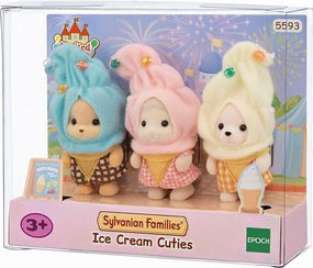 Childhood Memory Battle Ready Sylvanian Families Baby Trio in Ice Cream Costumes