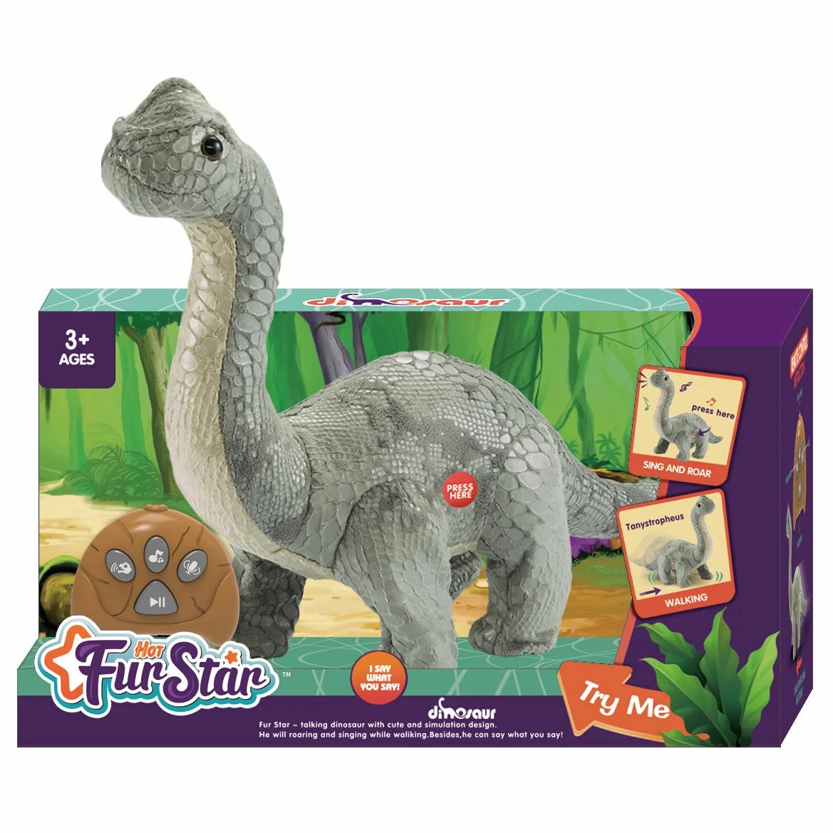Worldwide Delivery Remote Controlled RC Plush Interactive Tanystropheus Dinosaur